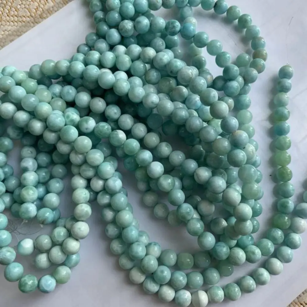 Круглые самоцвет larimar каменные бусины из природного камня бусины DIY свободные бусины для изготовления ювелирных изделий strand 1" оптом