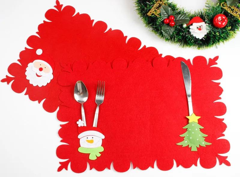 Рождественские украшения для дома Navidad Санта-Клаус Noel держатели для серебра подстилка под стол коврик год украшения