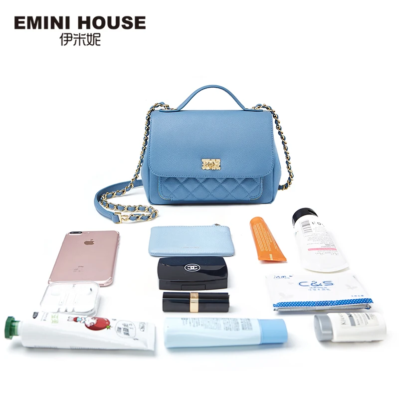 EMINI HOUSE ромбовидная решетка Лоскутная сумка Роскошные сумки женские дизайнерские