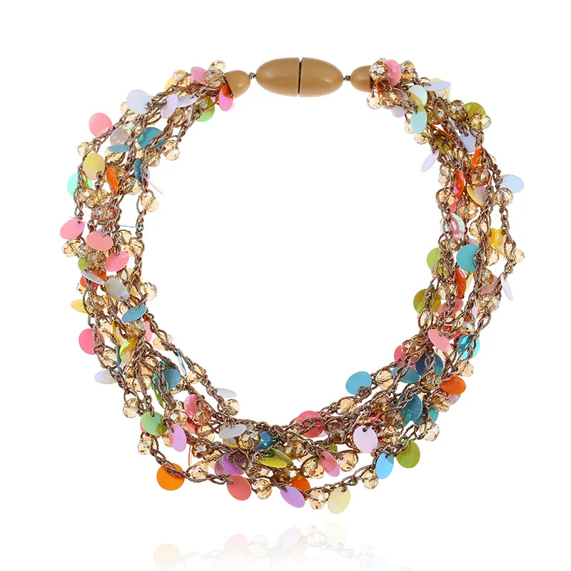 Sleepylady Boho блестки колье Цепочки и ожерелья Для женщин Collier Femme заявление ожерелье