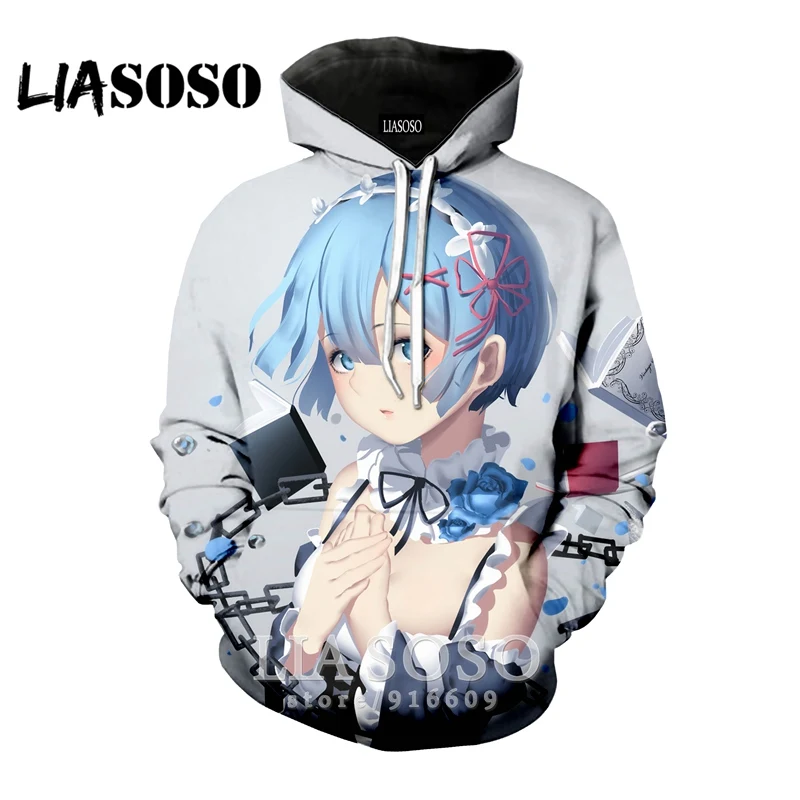 1 Забавный 3D принт для женщин мужчин аниме логотип homme Harajuku Re Zero Rem толстовка одежда толстовки уличная толстовка модная рубашка E778 - Цвет: 1