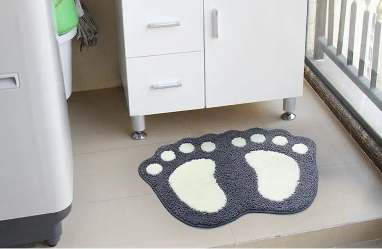 Серые отпечатки больших ног коврики для ванной коврик в мультяшном стиле унитаза