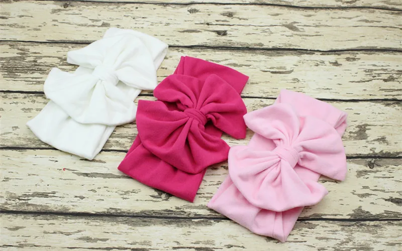 Новая девушка хлопок тюрбан Floppy большим бантом Тюрбан повязка на голову для