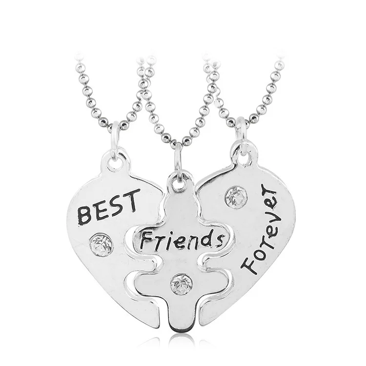 Серебряный кулон пазл Best Friends Forever из 3 частей ожерелье изысканные Женские