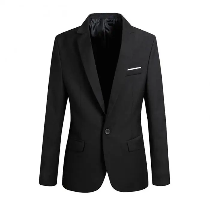 S-6XL Men's Formal Slim Fit Formal One Button Suit Long Sleeve Blazer Cotton Blend Coat Jacket Top Plus Size