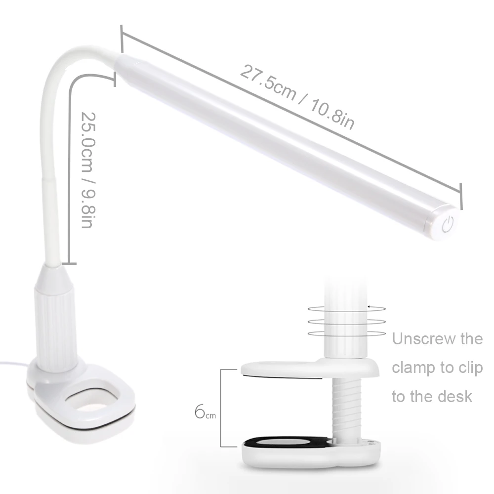 

5W 24 LED Clamp Clip Light Table Lamp Eye Protection Stepless Dimmable Bendable USB Powered Touch Sensor Control LED Desk Lamp