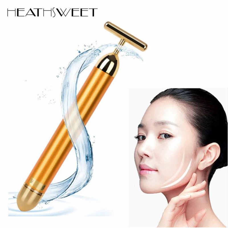 

Healthsweet 24K Gold Mini Massage Device Electric Eye Massager Facial Vibration Thin Face Magic Stick Anti Bag Pouch Wrinkle Pen