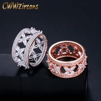 cwwzircons vintage rose gold love leaf shape cz crystal big wide finger rings for women engagement wedding party jewelry r137