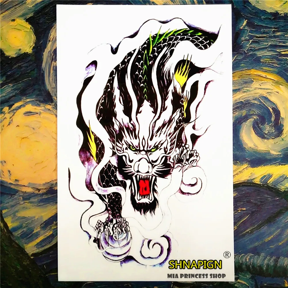 SHNAPIGN временная татуировка со скрытым драконом боди арт флеш наклейки 12*20 см