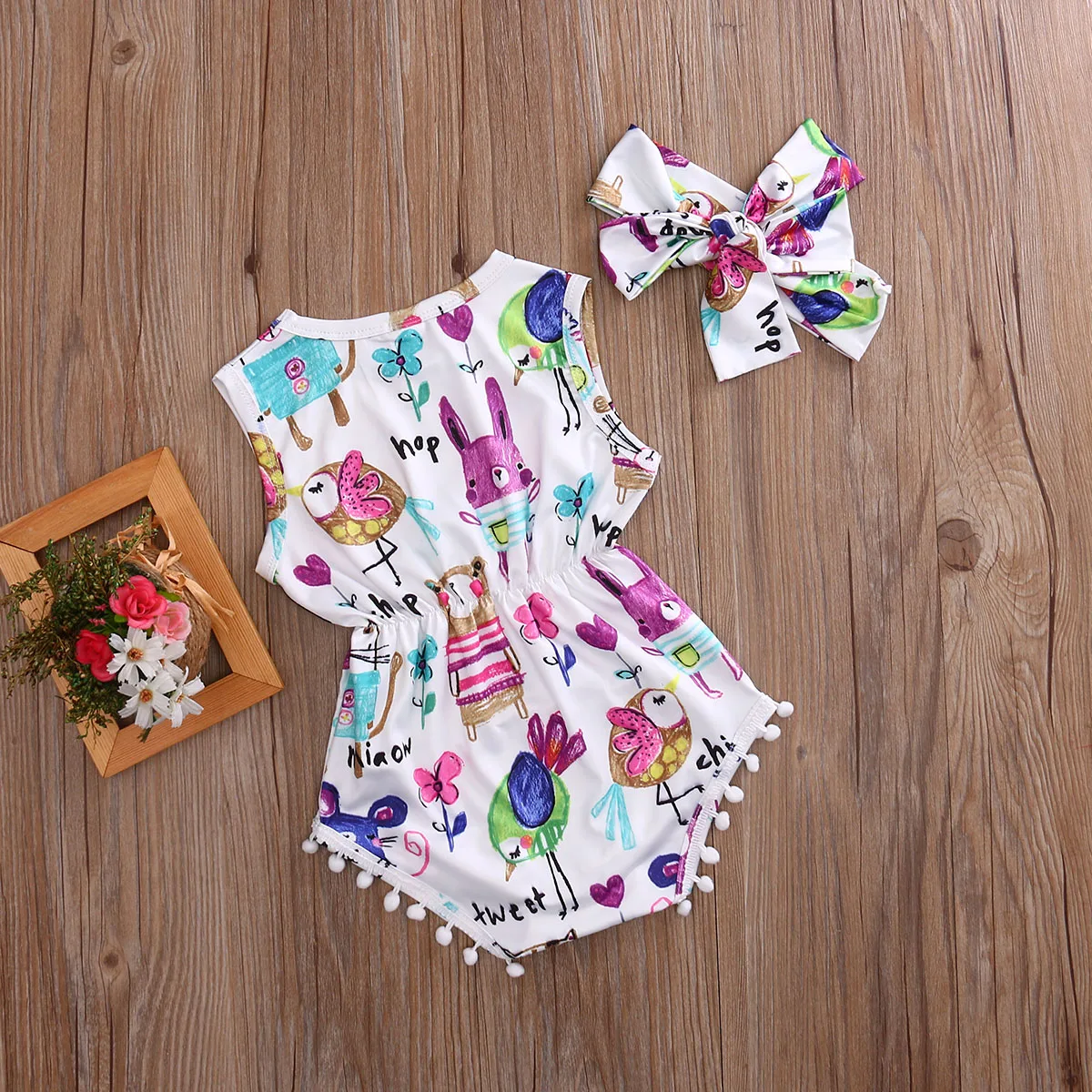 2017 модная одежда для маленьких девочек топы боди с рисунком кролика комбинезоны