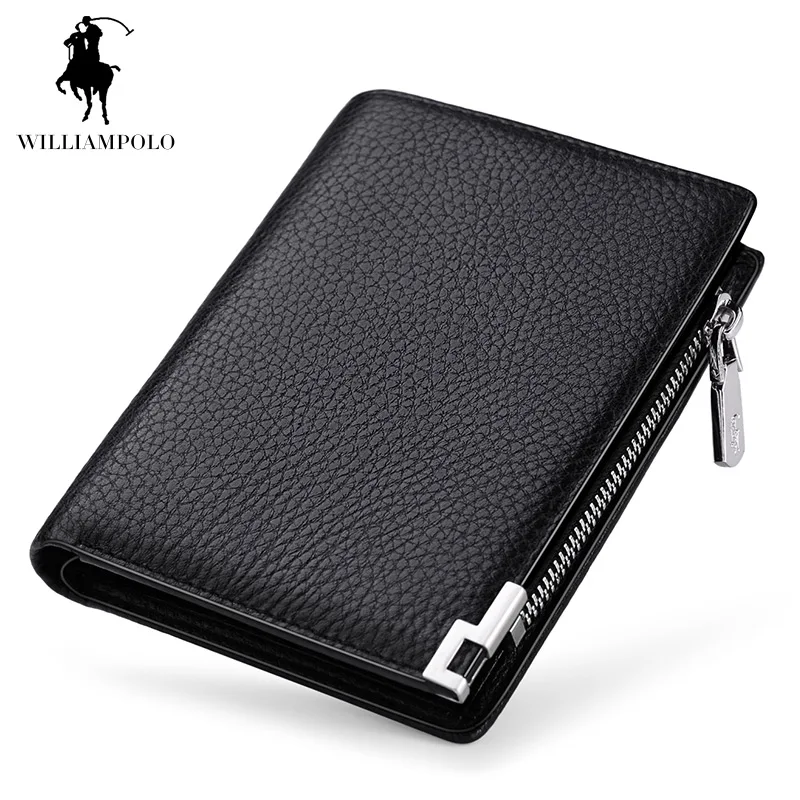 Роскошный брендовый WILLIAMPOLO кошелек из натуральной кожи, кошелек для монет, держатель для монет, повседневный футляр для монет, держатель для карт, черный цвет, PL156 - Цвет: Vertical Black
