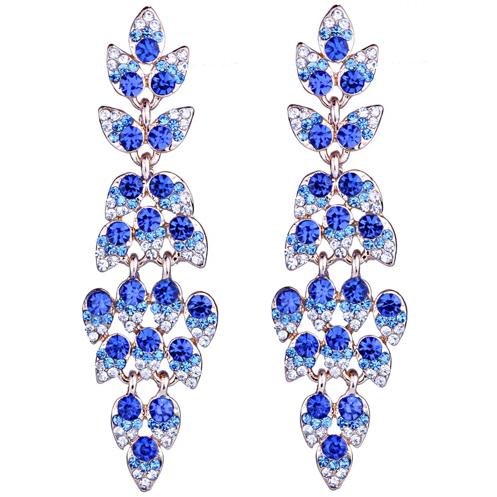 

Luxury Peacock tail Design Full Crystal Rhinestones Dangle Earring Fashion Long Earring for Women Jewelry Accessory