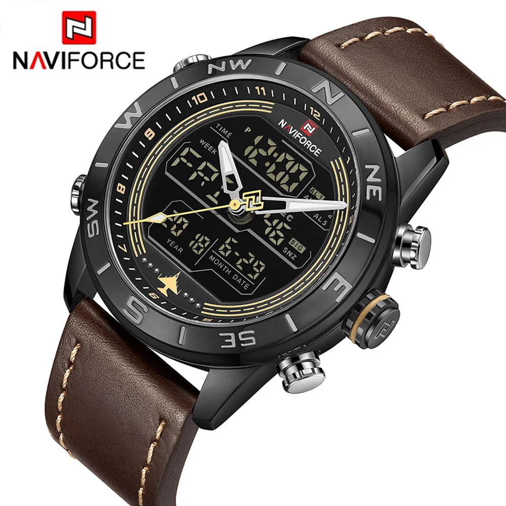 Часы наручные NAVIFORCE Мужские кварцевые с хронографом брендовые Роскошные