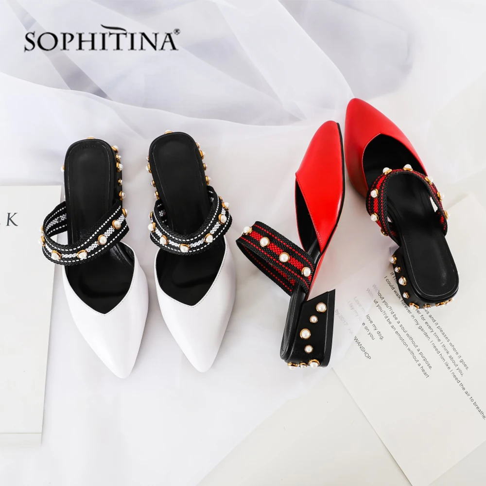 SOPHITINA/Новинка стильные высококачественные женские шлепанцы из натуральной кожи