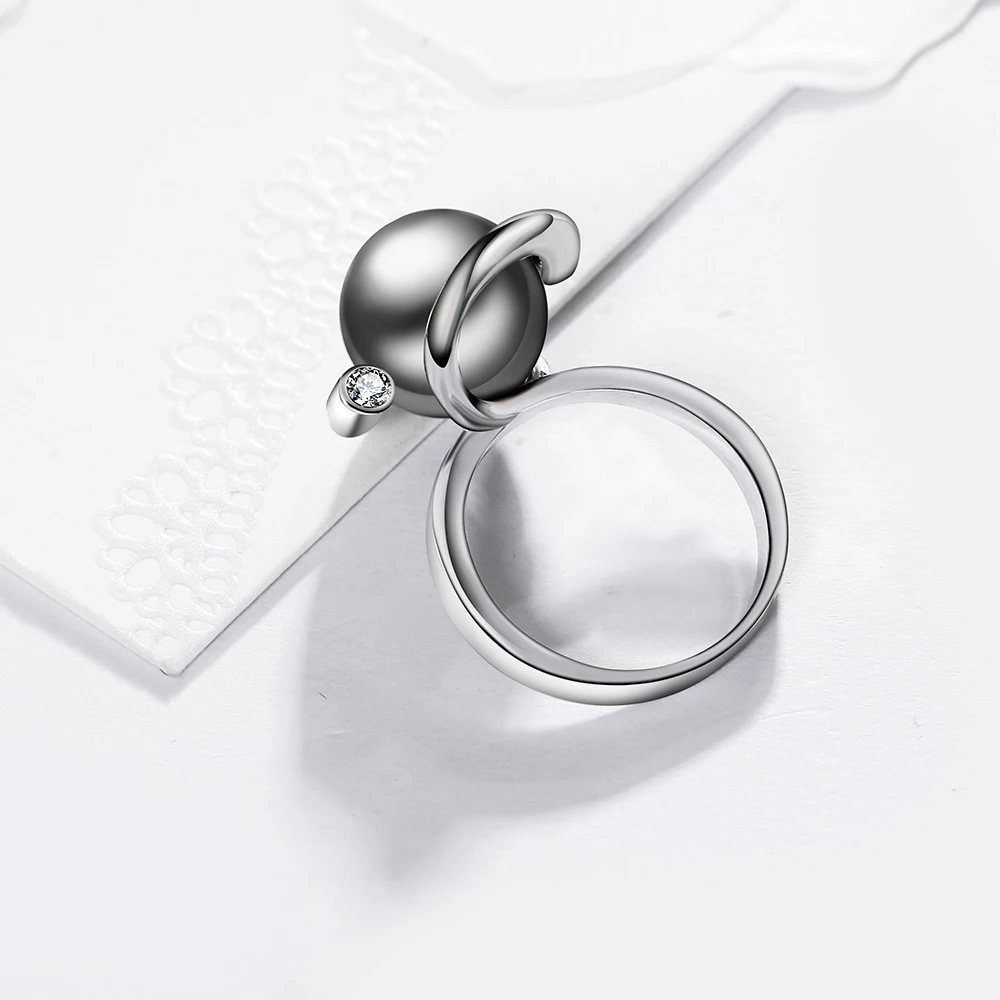 Женское кольцо с серым жемчугом уникальный дизайн модные ювелирные изделия