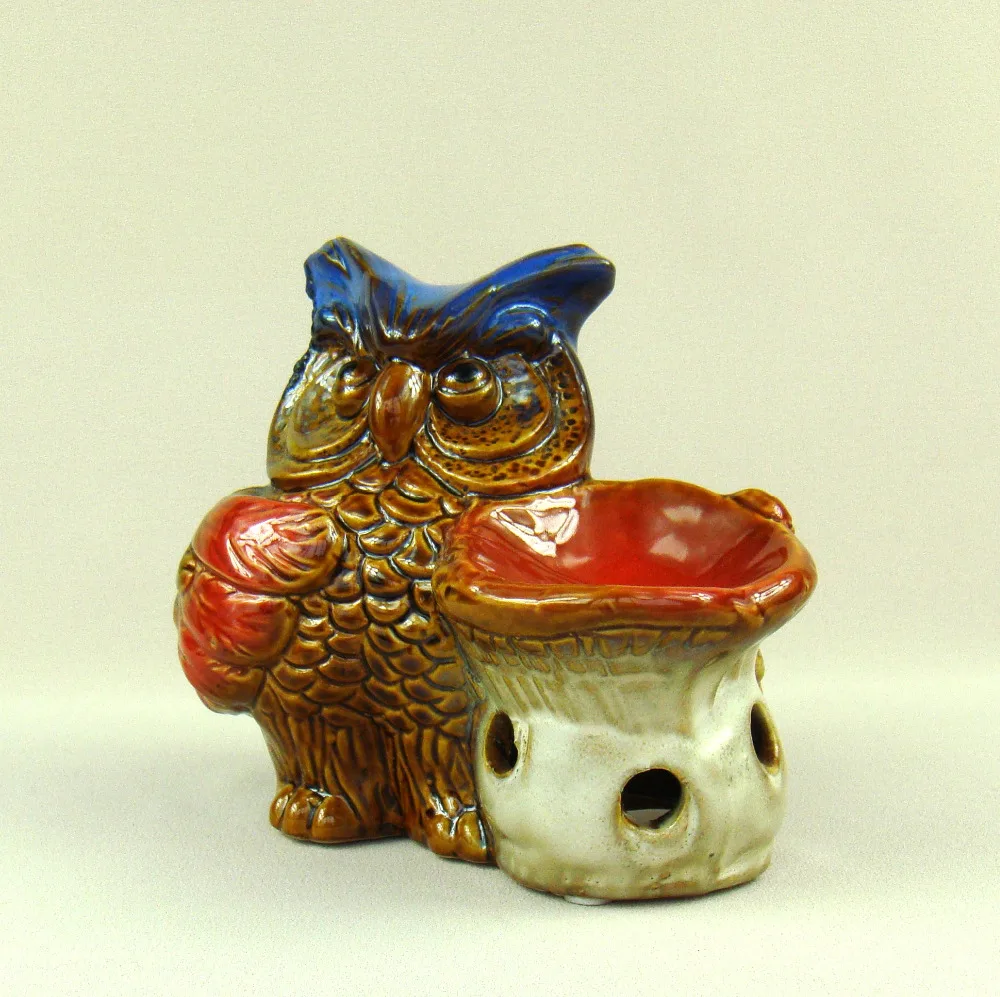 Фарфоровая Сова миниатюрный подсвечник Декор керамика гриб эфирное масло