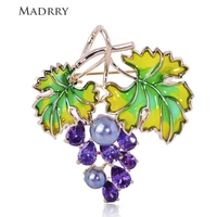 madrry new vivid purple grape shape enamel rhinestone fruit jewelry brooches women men suit coat collar bag pin accessories gift