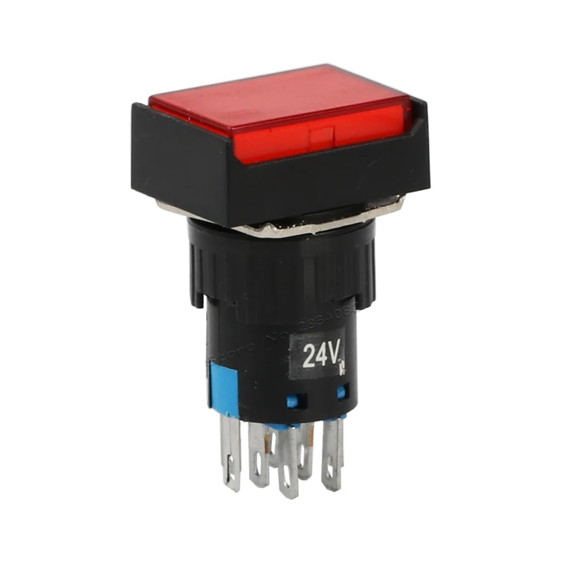 Прямоугольный светодиодный кнопочный переключатель 16 мм с мгновенной
