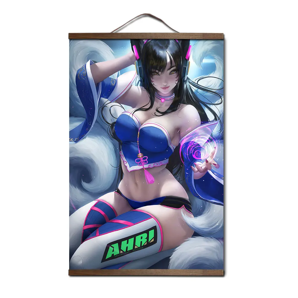 18 Overwatchs d. va плакат для HD холст декоративные постеры настенная живопись с твердой древесины подвесной прокрутки - Цвет: 18