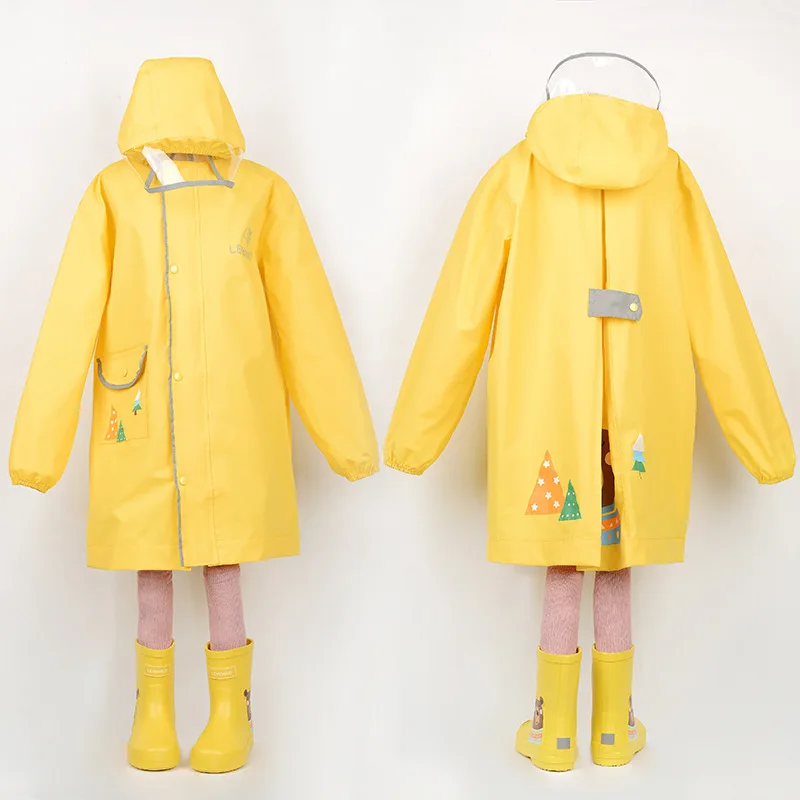 Only Jime Cartoon Waterproof Raincoat Bear Pattern For Kids Rain Coat Rainwear Children‘s Raincoat High Quality Poncho Rainwear - Цвет: Yellow