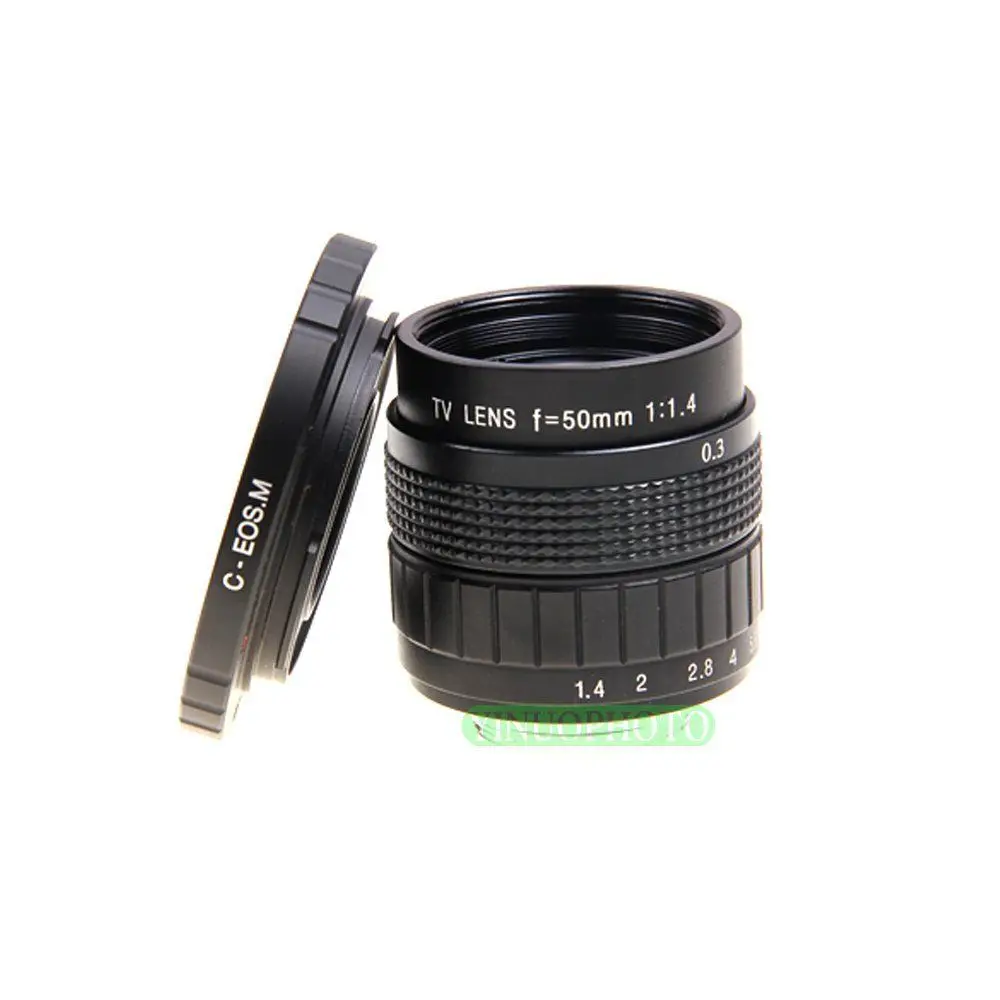 Фуцзянь 50 мм F1.4 CC ТВ-объектив + C-EOS м для беззеркальной камеры Canon EOS M M2 M3 |