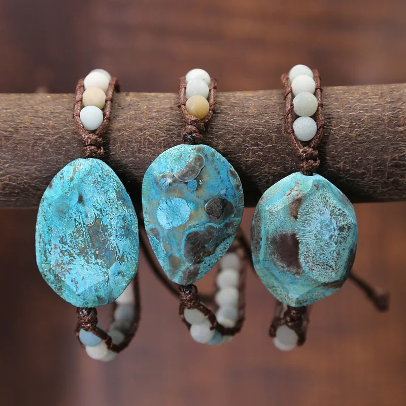 Женский браслет ручной работы с бусинами из камня amazon в стиле бохо|Гибкие