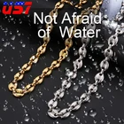 Цепочка US7 из звеньев кофейных зерен, модное ожерелье из нержавеющей стали в стиле хип-хоп для мужчин и женщин, 11 мм