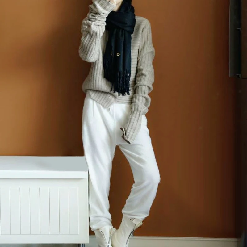 JECH Autumn and winter New Cashmere high quality Sweater women solid color splice fashion Sweaters soft cozy thick blouse | Женская