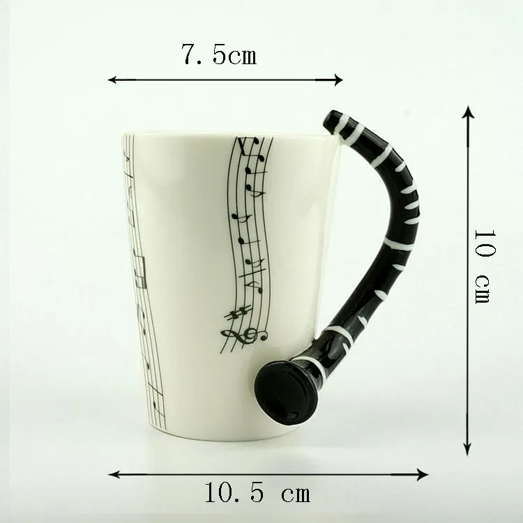 Novelty 220ml Clarinet Ceramic Cup Music Note Milk Juice Lemon Mug Coffee Tea Cup Christmas New Year Gift