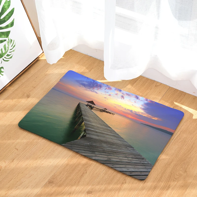 2017 Приморский вечерний пейзаж печать ковры Нескользящие кухонные коврики для