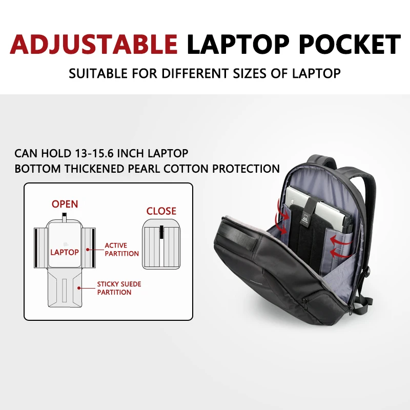 Мужской деловой рюкзак с USB зарядкой водонепроницаемый для ноутбука 14 15 6 дюймов