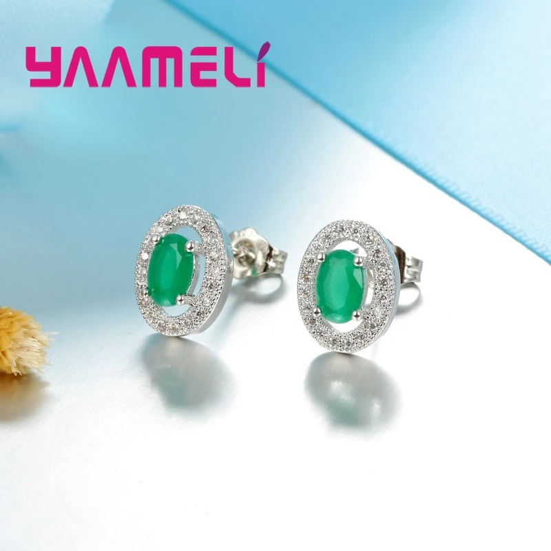 Женские винтажные серьги гвоздики с овальным кубическим цирконием