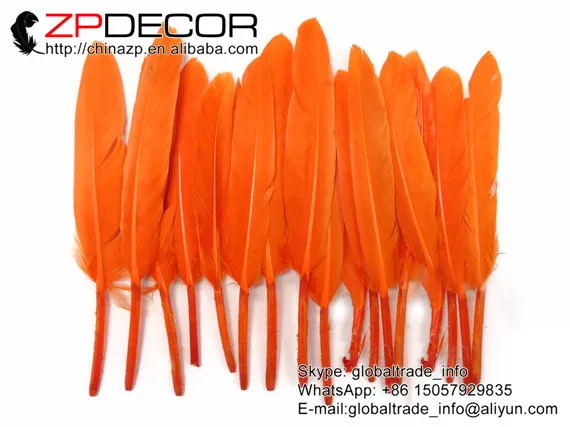 

ZPDECOR Feather 100 pcs/lot 10-15cm(4-6inch) Hand Select Smooth ORANGE Duck Cochettes Loose Feathers for Wedding Decoration