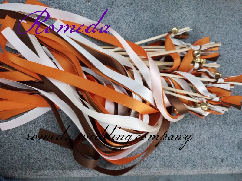 Бесплатная доставка 3 ленты (оранжевый коричневый крем) свадебные палочки лента с