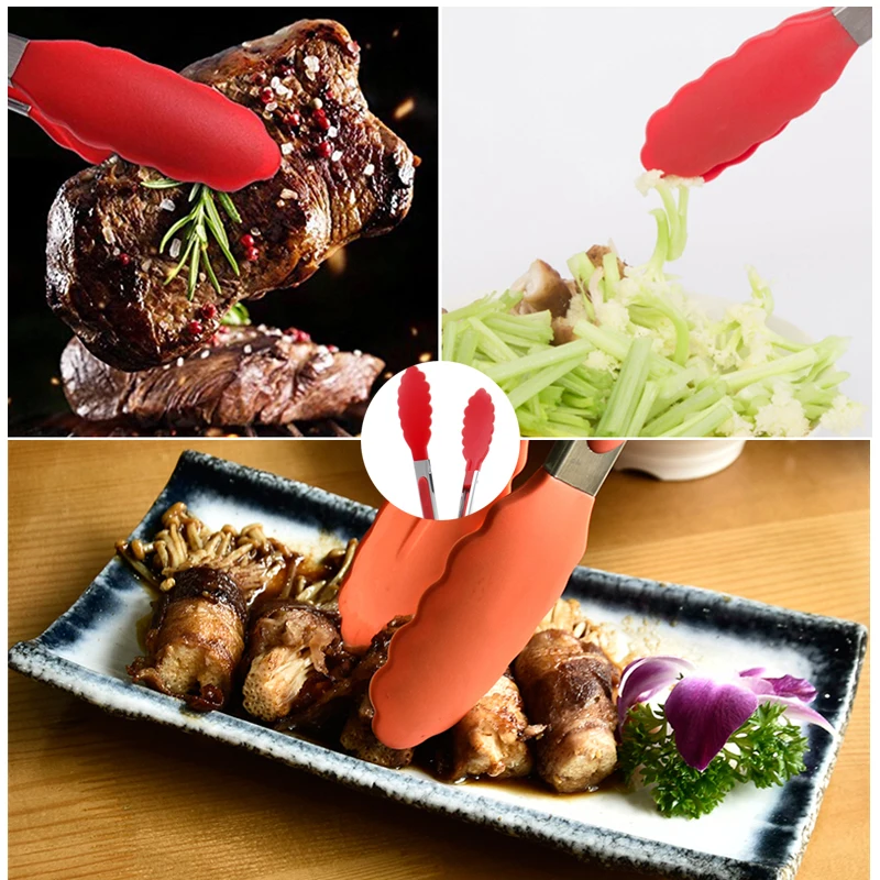 20 см силиконовый чехол еда Тонг щипцы для хлеба принадлежности шашлыков клип