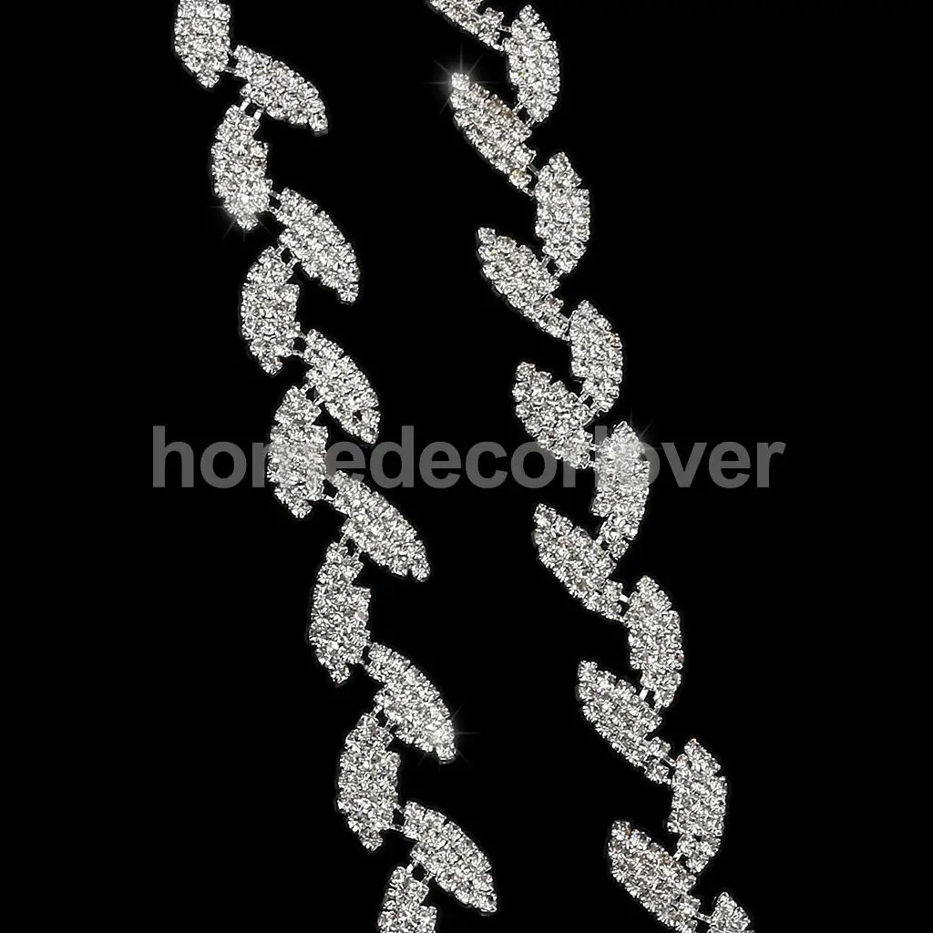 1 ярд Стразы в форме листа цепочка швейная отделка ремесло Декор серебро | Дом и