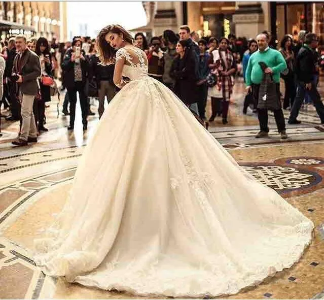 Vestido de noiva роскошное бальное платье свадебное 2019 Robe mariee кружевное с длинными