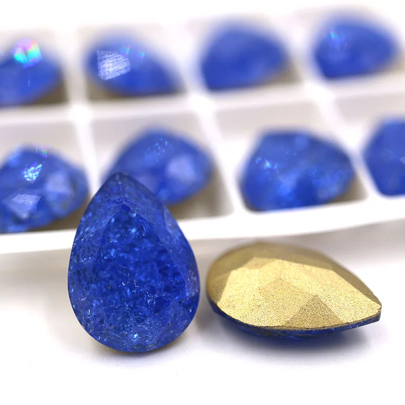 blue 13X18 мм K9 остроконечные стеклянные стразы 10 шт. Высокое качество хрустальные каплевидные Стразы diy аксессуары - Цвет: blue