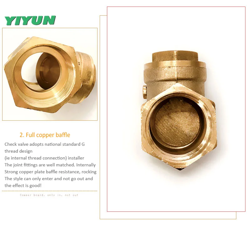 YIYUN горизонтальный латунный обратный клапан 1/2 &quot3/4&quot 1 &quotмедный один внутренняя