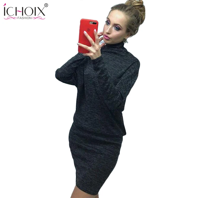 2018 Spring Women Plus size Dress Casual Long Batwing Sleeve Office Sheath Elegant Bodycon Party Blue Red Winter Vestidos | Женская