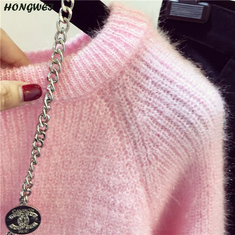 Женский элегантный однотонный вязаный свободный свитер с длинными рукавами и