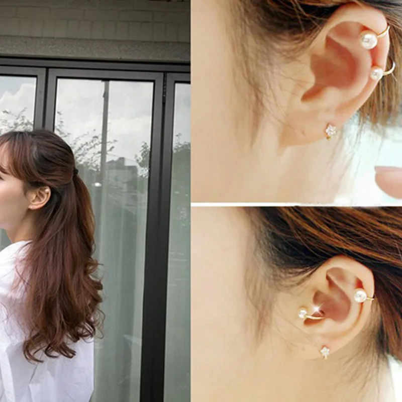 Жемчужный зажим для ушей U образный без отверстия скрытые серьги ED73|ear pearl|clip pearl