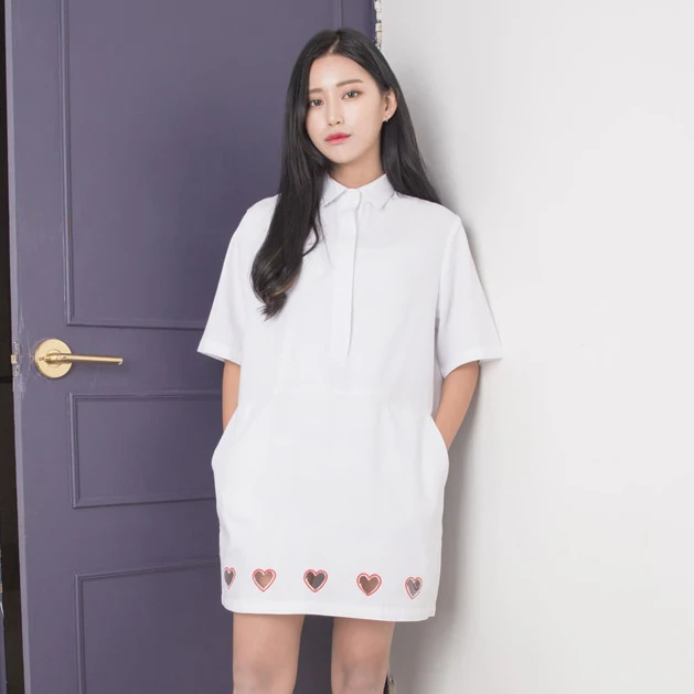 2016 летнее мягкое платье в духе колледжа милое однотонное женское с вырезом