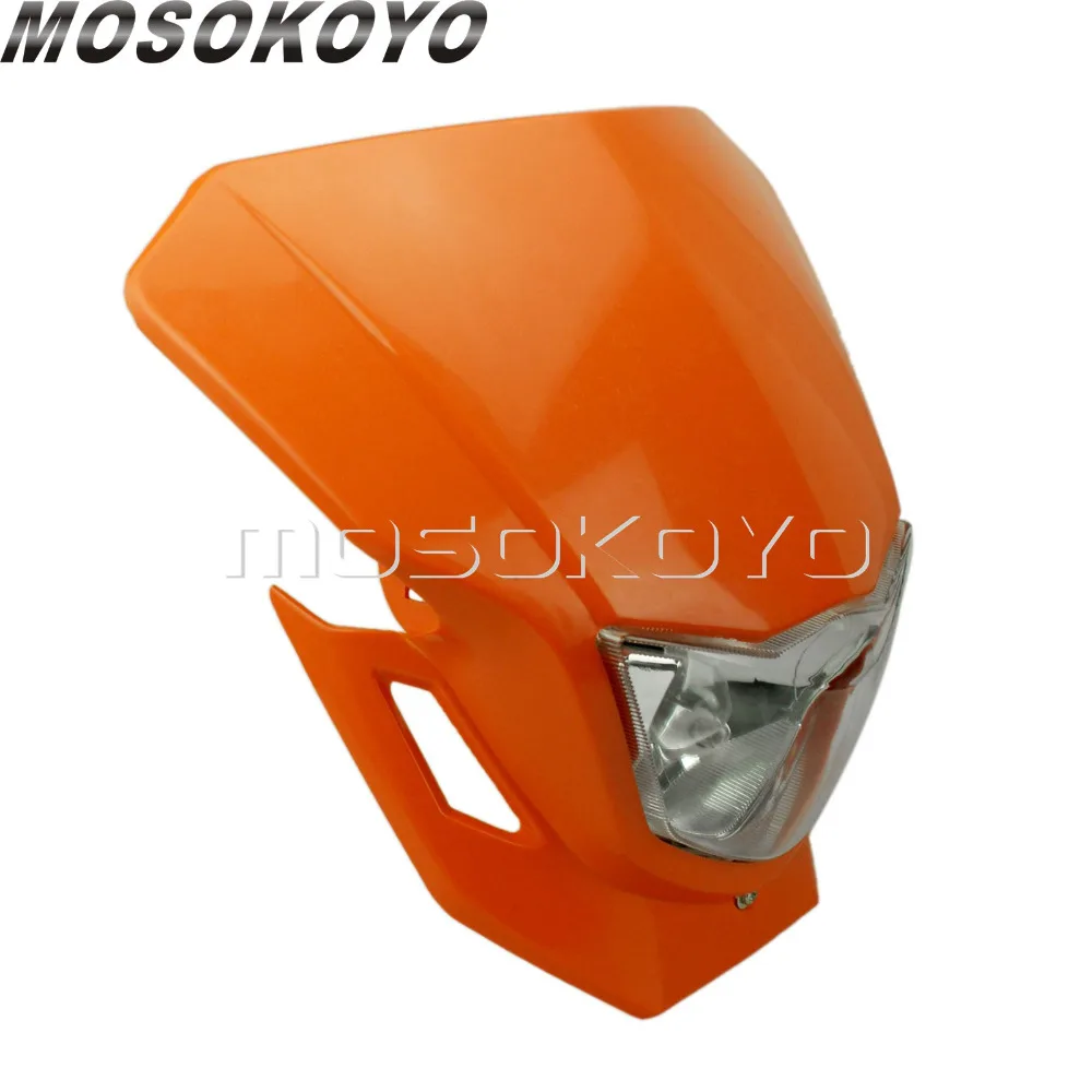 Orange Motocross Dirt Bike Headlight Fairing Universal For EXC SX SMR XCF EXCF EXCW XCFW 200/300/400 Enduro 12V 35W Headlamp |
