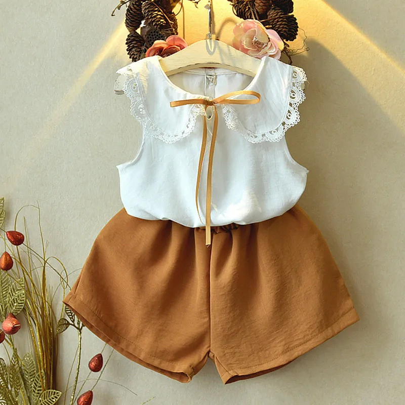 az2121 white Melario/комплекты одежды для девочек г. летний комплект детской одежды с короткими рукавами, клетчатая детская одежда, шорты топы для девочек, шорты, От 3 до 7 лет - Цвет: az2121 white