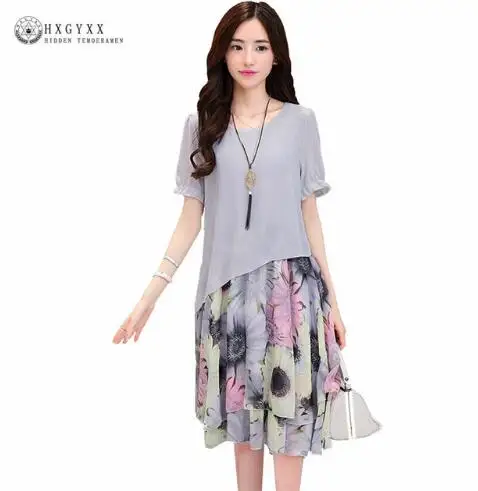 Женское шифоновое платье большого размера 2019 летнее лоскутное повседневное