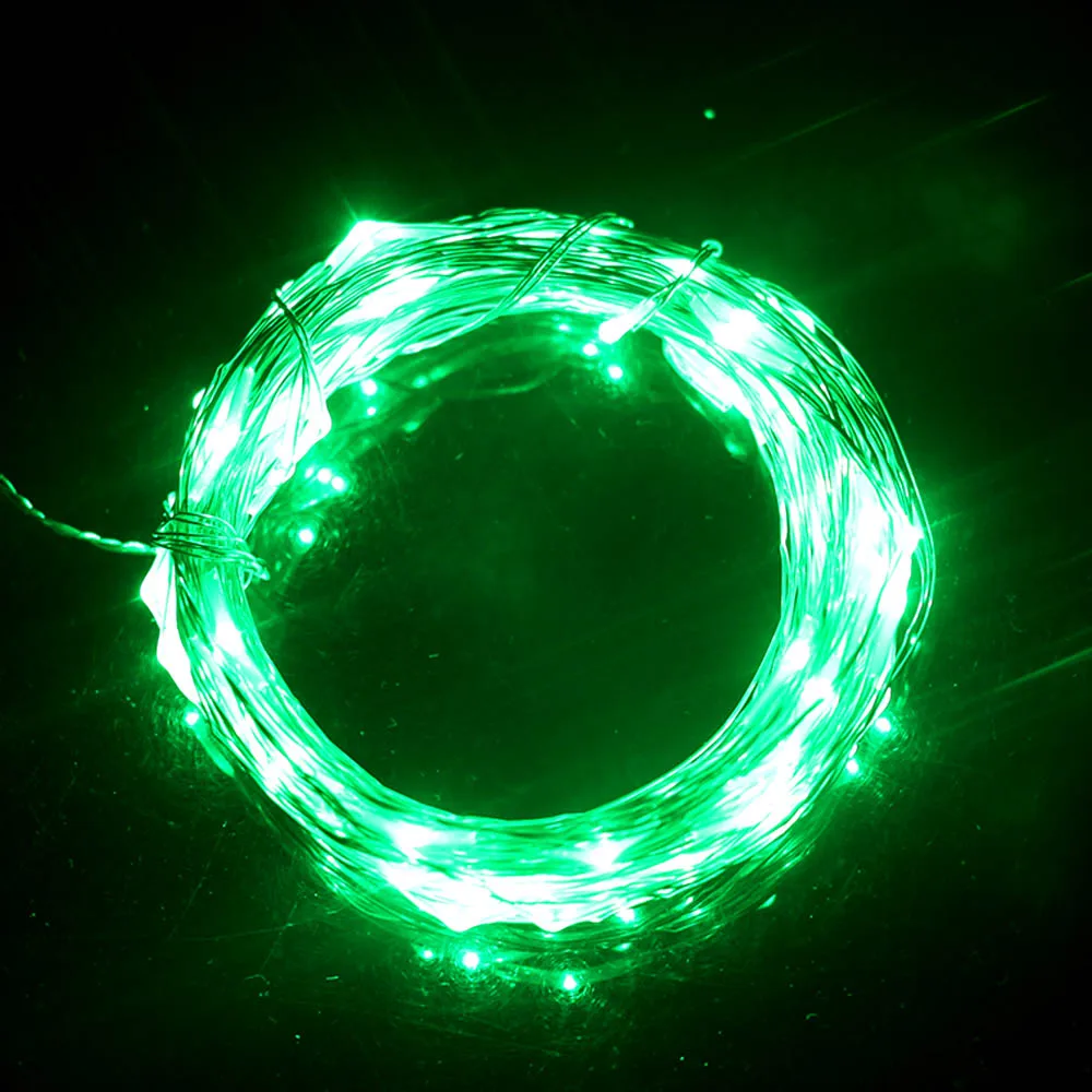 Green 10 м 100 светодиодный Светодиодный гирлянды наружные рождественские сказочные огни теплый белый серебряный провод светодиодный Звездные огни DC 12 В Свадебные украшения - Испускаемый цвет: Green