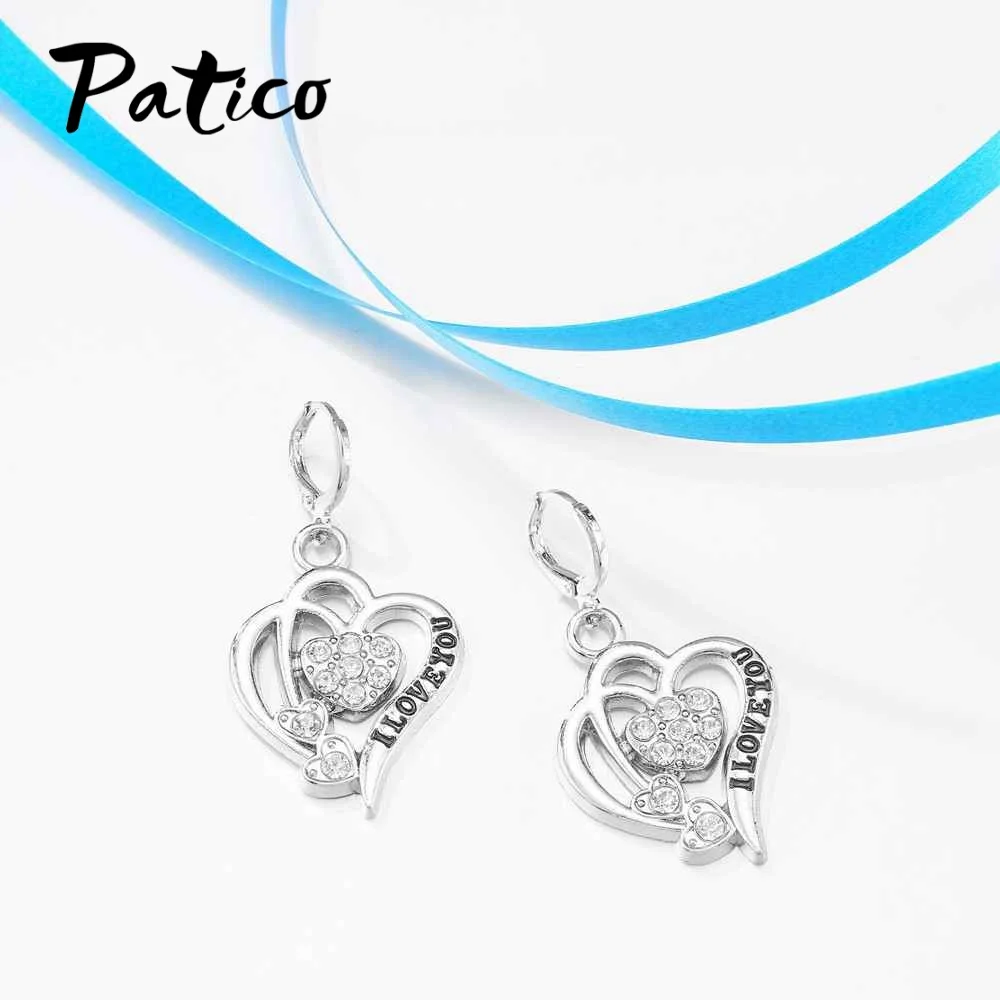 I Love You Heart Necklace Earrings Jewelry Sets for Women Gifts 925 Sterling Silver Cubic Zircon Wedding Engagement Bijou | Украшения и