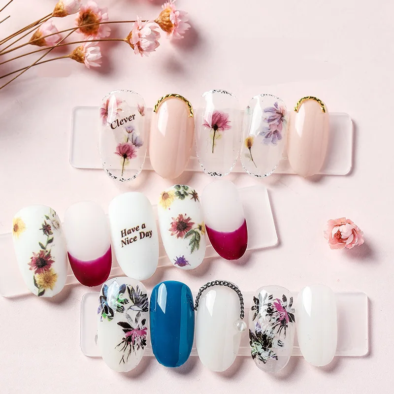 1 лист 3D наклейки для ногтей дизайна с цветами и буквами в богемном стиле на ногти