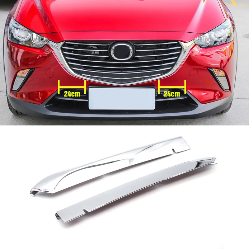 24cm Vtear для Mazda CX-3 CX3 аксессуары для автомобиля Передняя решетка гриль Нижняя крышка Накладка внешняя ABS хром матовая - Цвет: 24cm